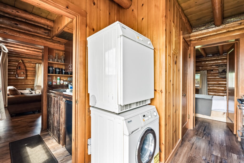 Washer and dryer inside Wall Street Cabin